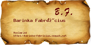 Barinka Fabrícius névjegykártya